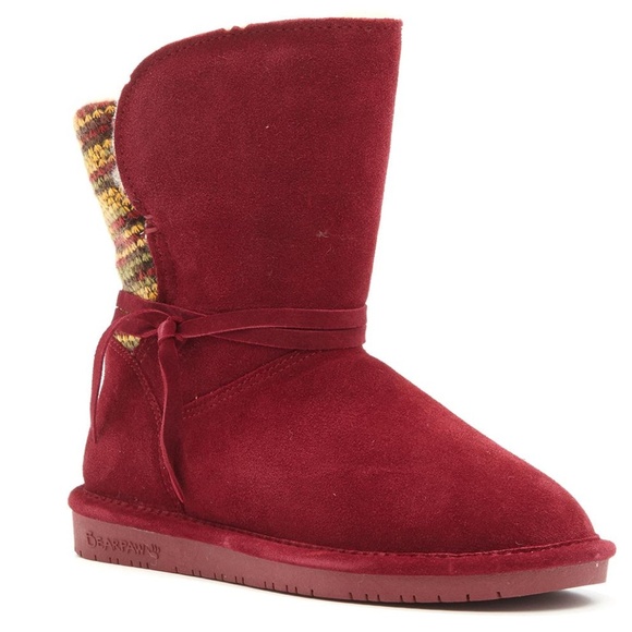 bearpaw megan suede sheepskin bootie with neverwet